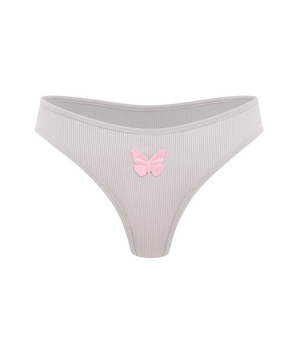 AiraModal™ Ribbed Butterfly Embroidered Thong