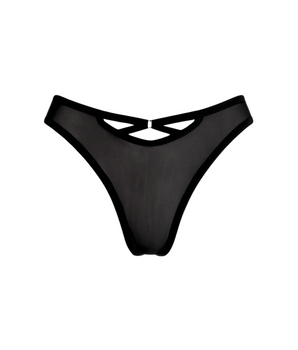 Black Mesh Cutout Thong