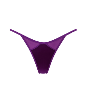High-Rise Purple Satin Thong