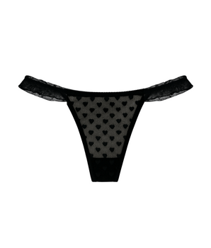 Black Heart Lace Thong